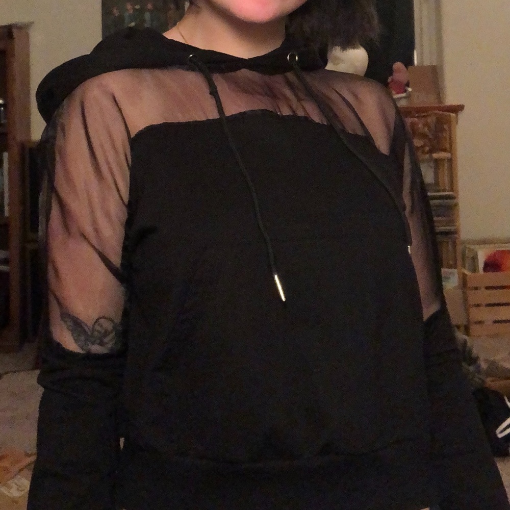 Black hoodie w/ mesh panels